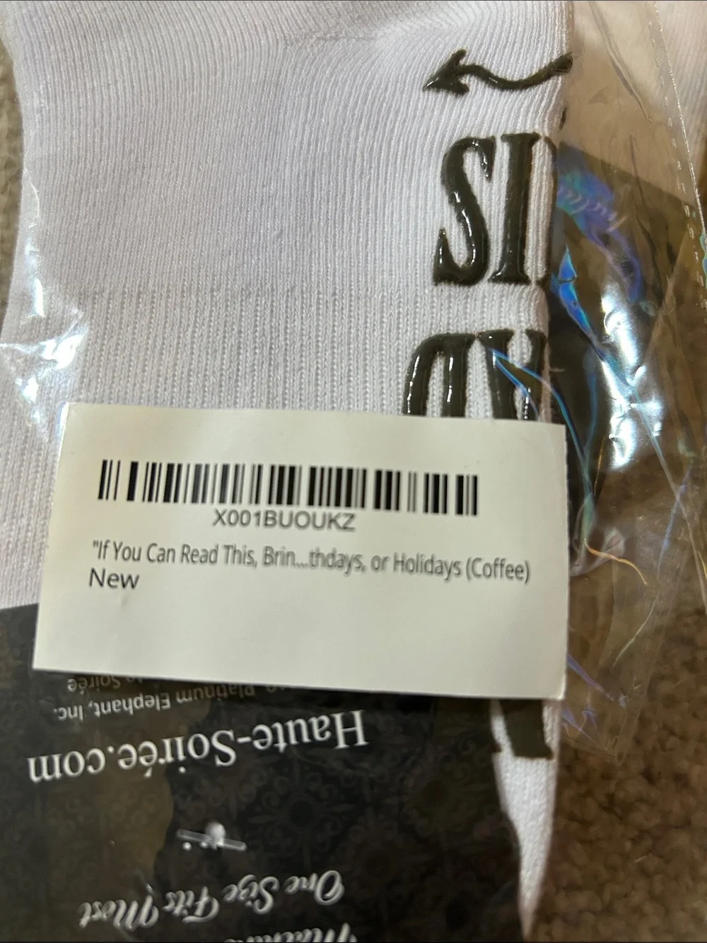 White Low-Cut Fun Ankle Socks - 2 Pack with coffee - Indulgence Socks